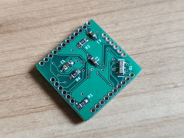 All components are soldered on bottom side of pcb