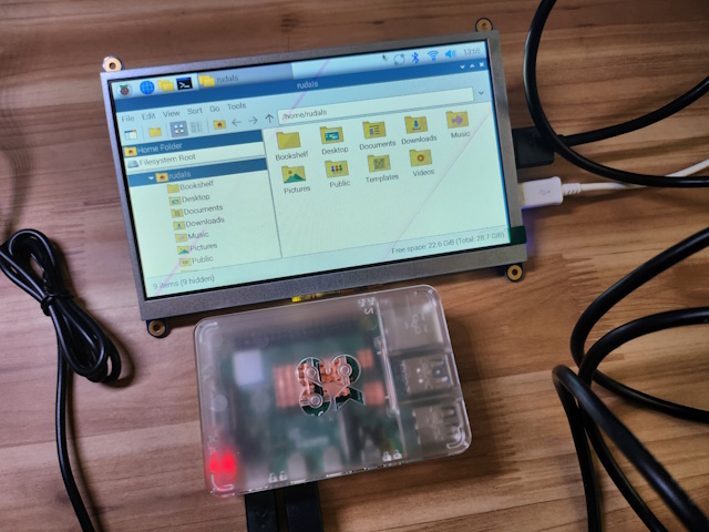 Pi file manager screen on HDMI 7inch Display