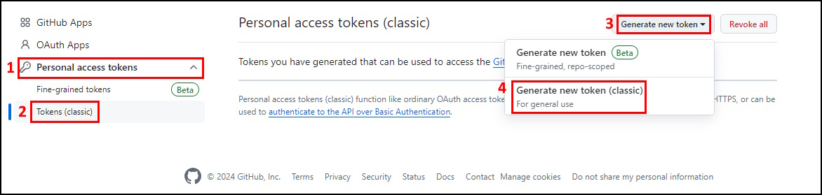 Generate personal access token