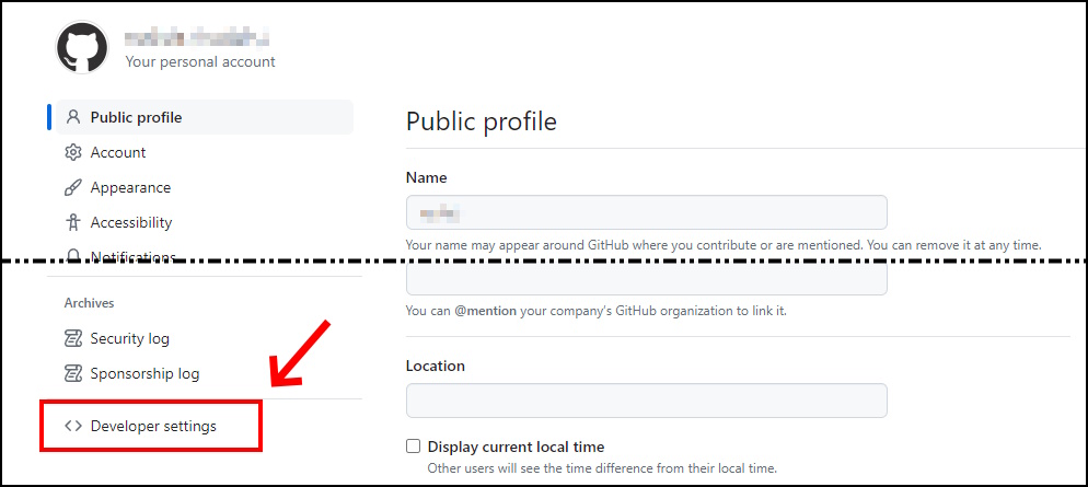 github developer settings