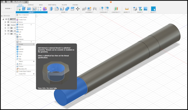 mount thread in fusion 360