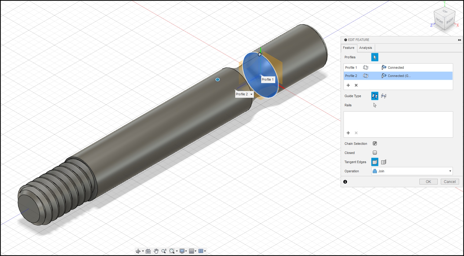 mount thread loft in fusion 360