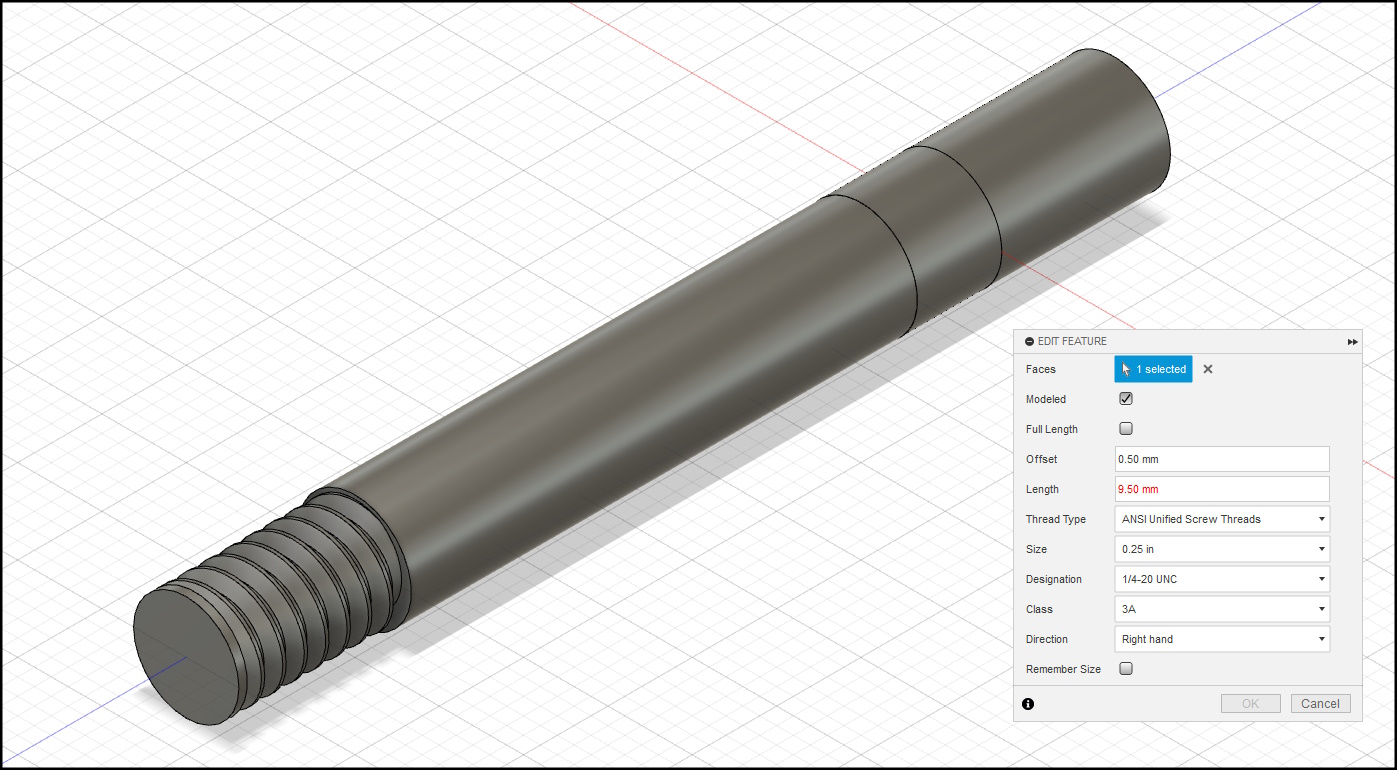 mount thread settings in fusion 360