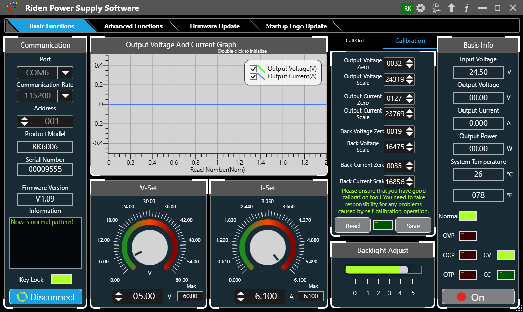 Default Calibration Values